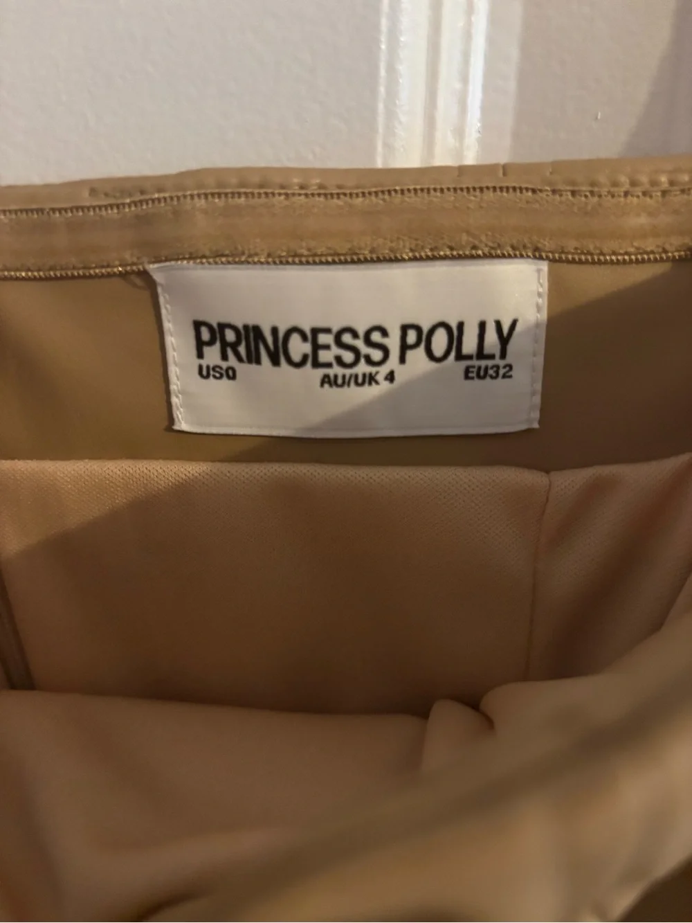NWOT Princess Polly Hailey Strapless Faux Leather Mini Dress in Beige
